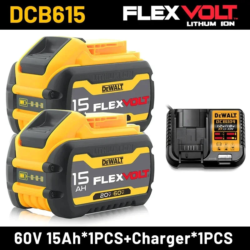 DeWalt original 15Ah 18V/20V- 60V battery- 1Pk, 2Pk, 3Pk and Charger options