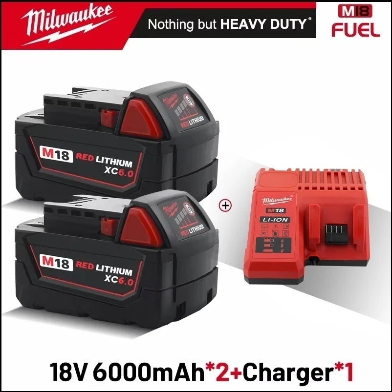 Milwaukee 6.0ah Original M18 B6 18V Li-ion Battery 1pk, 2pk 3pk and charger options