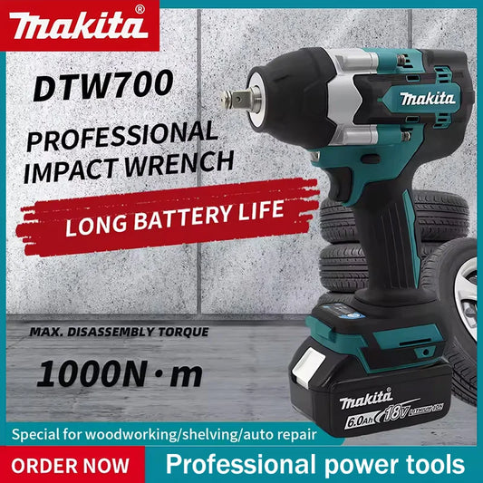 Makita 18V DTW700 Brushless Electric Wrench High Torque 18V Cordless Drill Screwdriver Rechargeable Electric Tools Torque Wrench