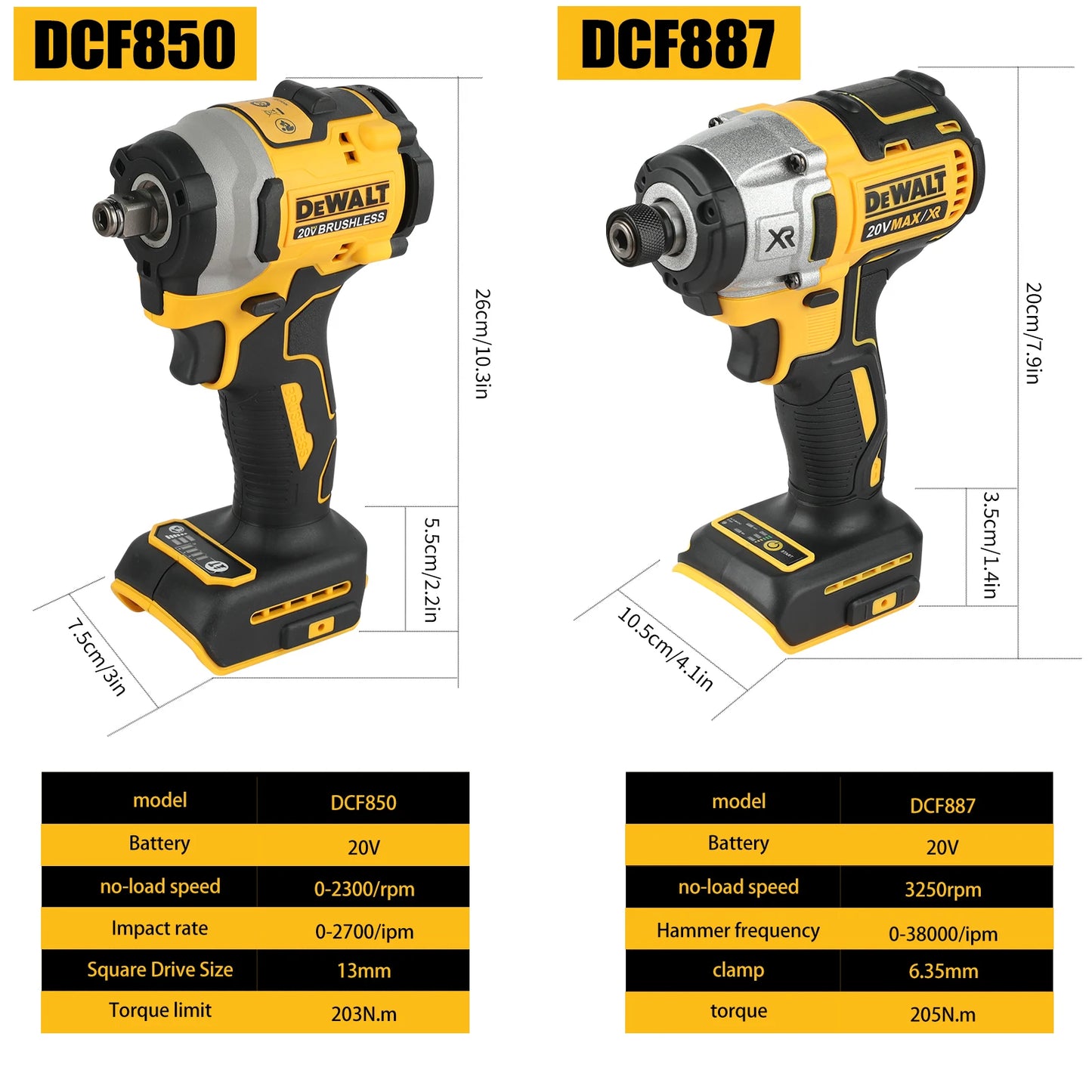 DeWalt DCF850, DCF887 20v brushless combo kit with bag