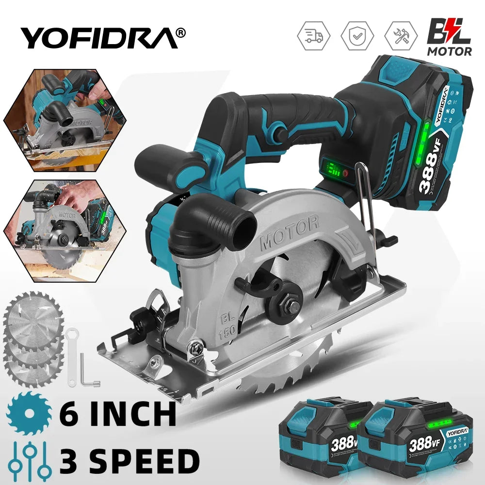 Makita Compatible 18V 6 Inch Brushless Circular Saw 45° Adjustable Digital Display Cutting Power Tool For Makita 18V Battery Pin