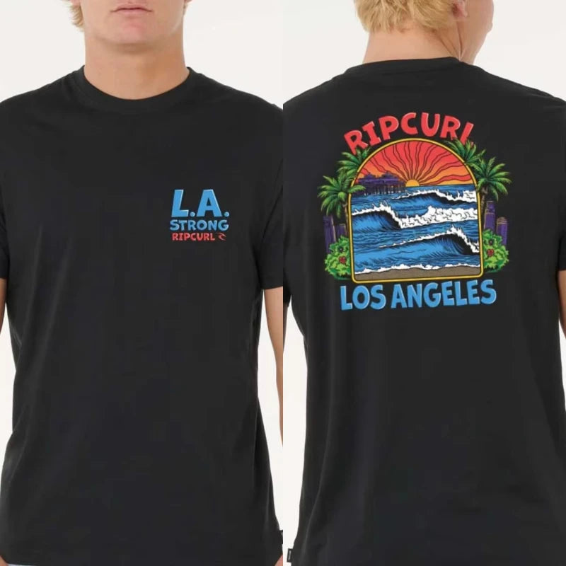 Rip Curl JV 25 Summer New Surf Sunset T Rip Curl Men's Oversized Y2k Cotton Breathable High Quality Men's Top T-shirts Graphic T Shirts