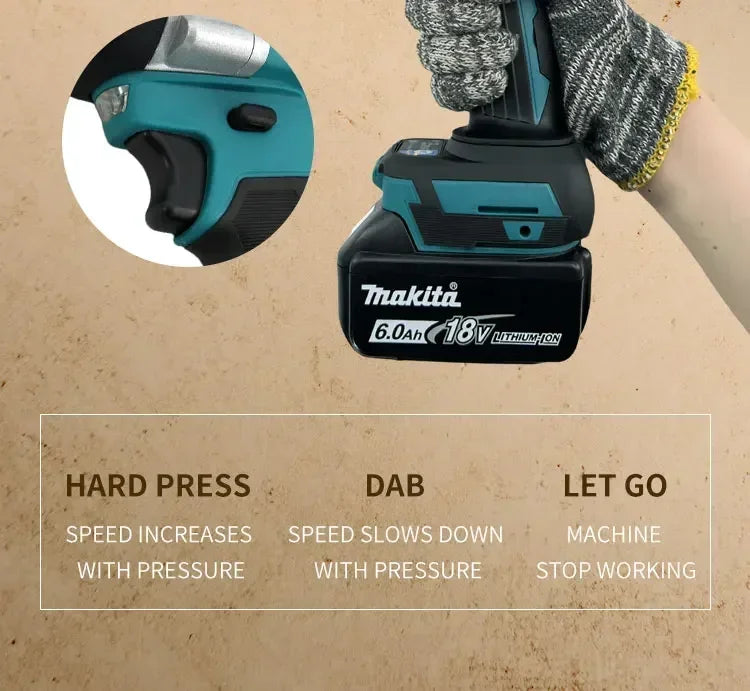 Makita 18V DTW700 Brushless Electric Wrench High Torque 18V Cordless Drill Screwdriver Rechargeable Electric Tools Torque Wrench