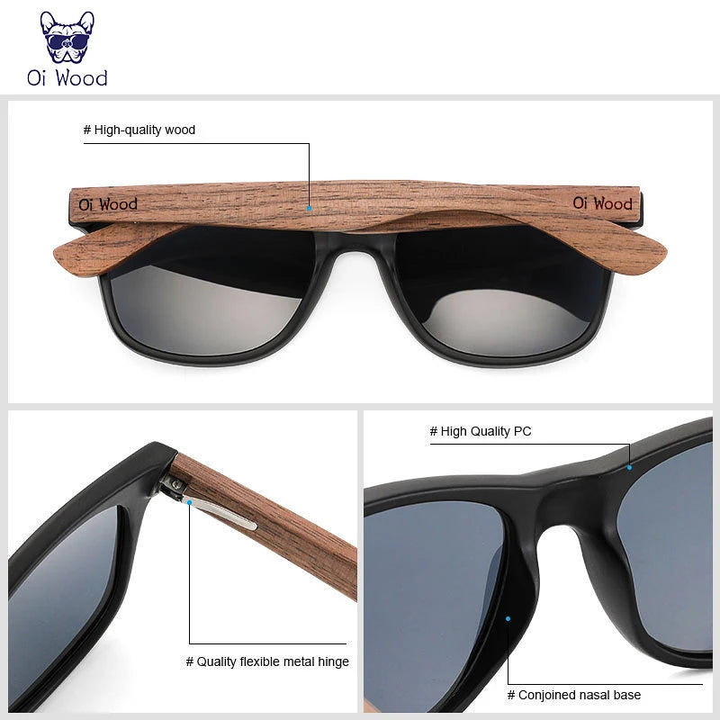 Oi Wood JV Brand Natural Wooden Sunglasses Men Polarized Fashion Sun Glasses Original Wood Oculos De Sol Masculino New TR90 Frames