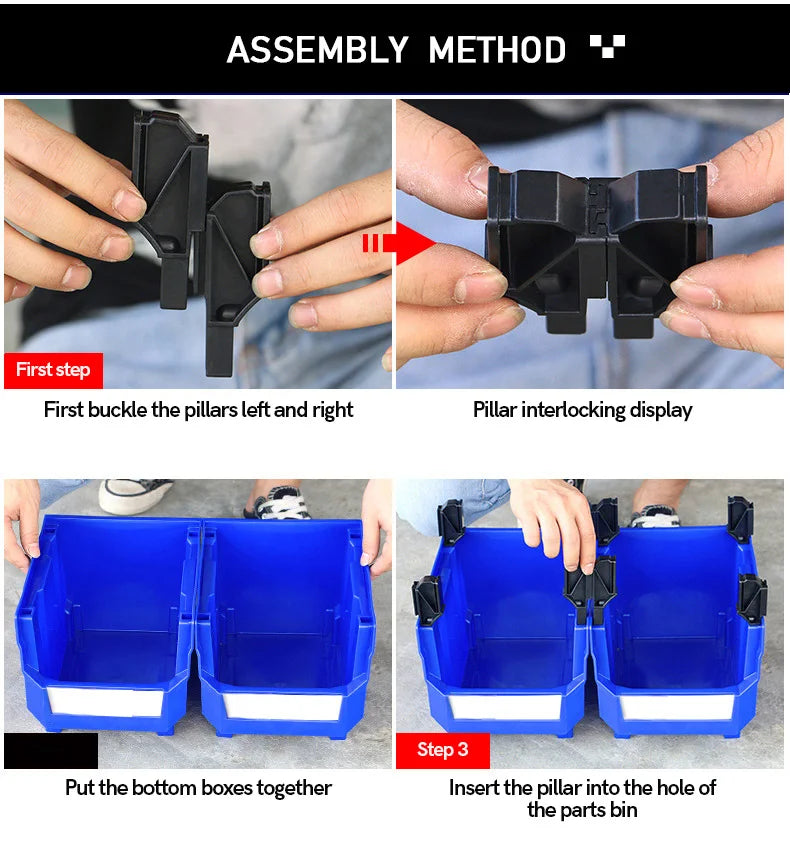 LEADLOONG Parts Bin 6/24pcs 13.5x10.5x7.6cm/5x4*3inch Gray Stackable Plastic Garage Tool Storage Box Container Organizer Bin