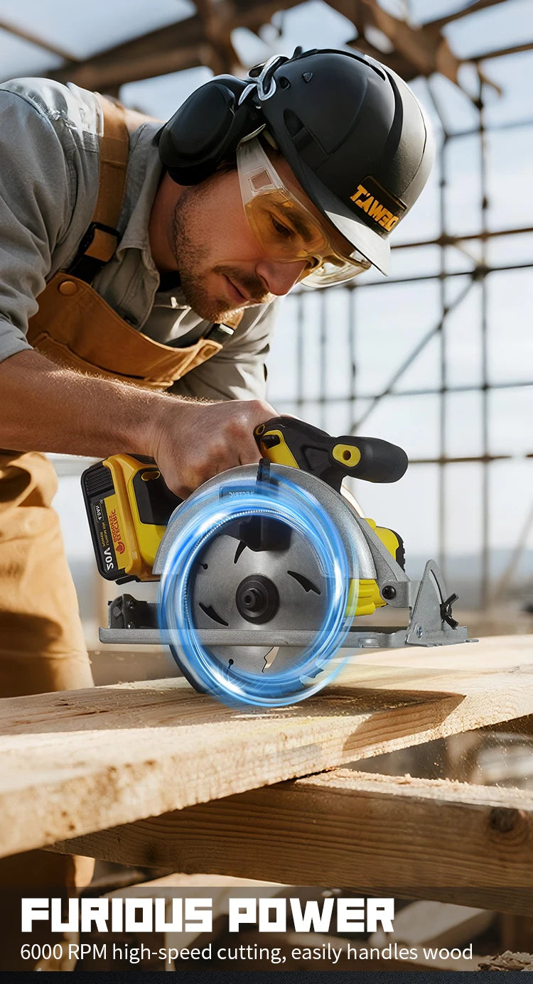 DeWalt compatible 6.5 Inch Mini Electric Circular Saw Right-Hand Saw Wood Cutter Portable Woodworking Chainsaw for Dewalt 20v Battery Pin