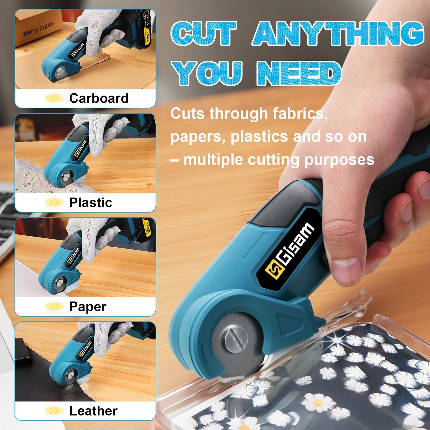Makita Compatible 18V Gisam Cordless Carpet Scissors Multi Functional Pruner Round Knife Cutting Cloth Scissors Power Tool For makita 18v battery pins