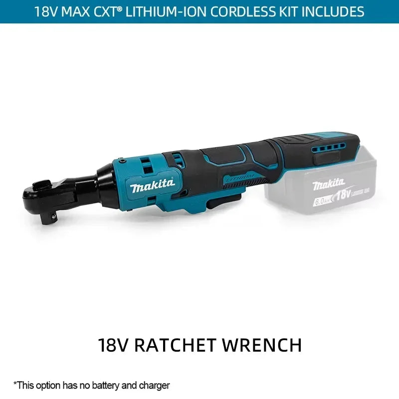 Makita 18V 1/2 or 3/8 Brushless Ratchet Right Angle Wrench Cordless Driver Multifunction Variable Speed Power Wrench LED Power Tools