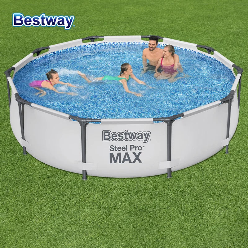 Bestway 56406 Swimming Pool Set JV, Above Ground Round Play Pool, Round Framed Swimming Pool, Above Ground Framed Swimming Pool