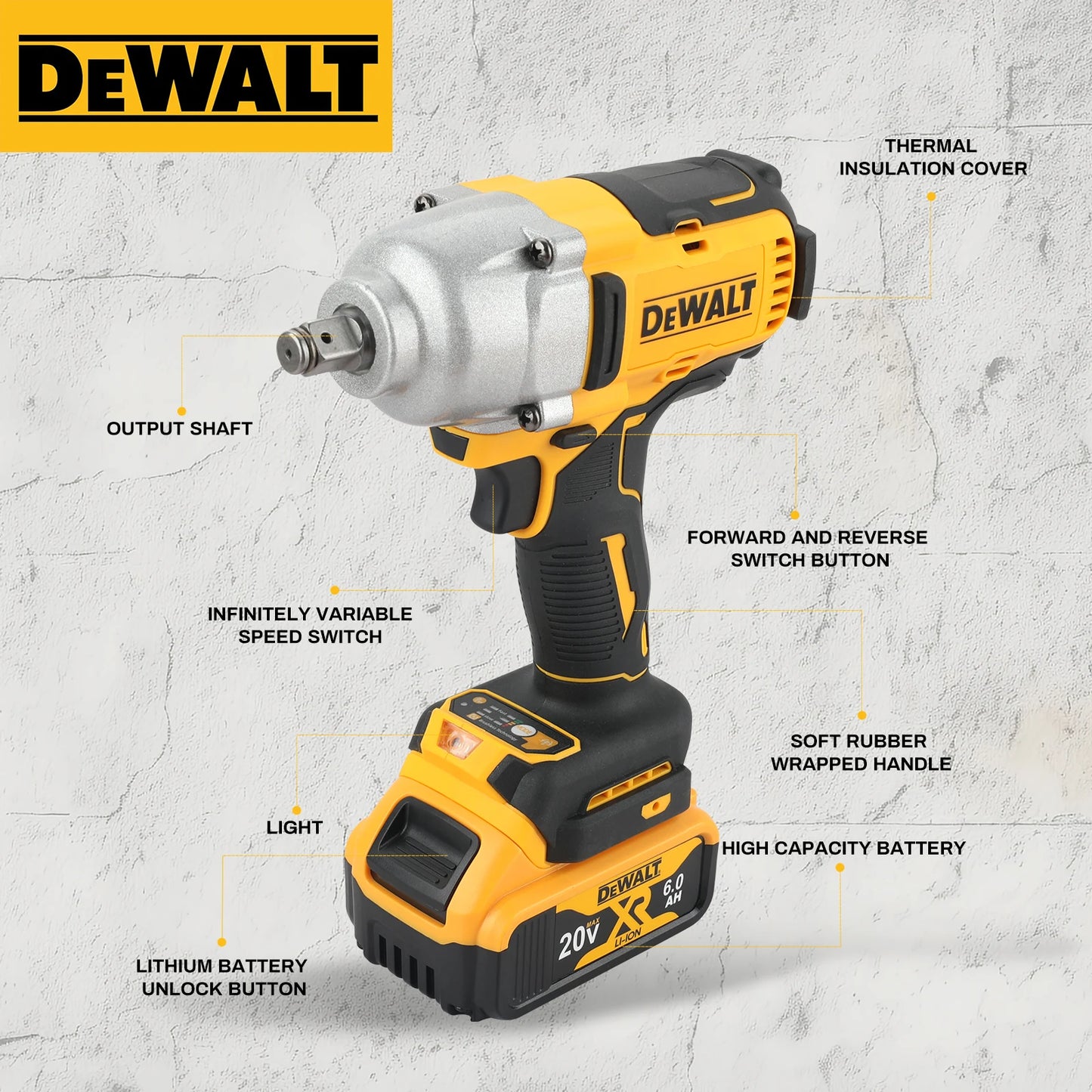 DEWALT DCF900 Impact Wrench 1/2" Inch High Torque With Hog Ring Anvil