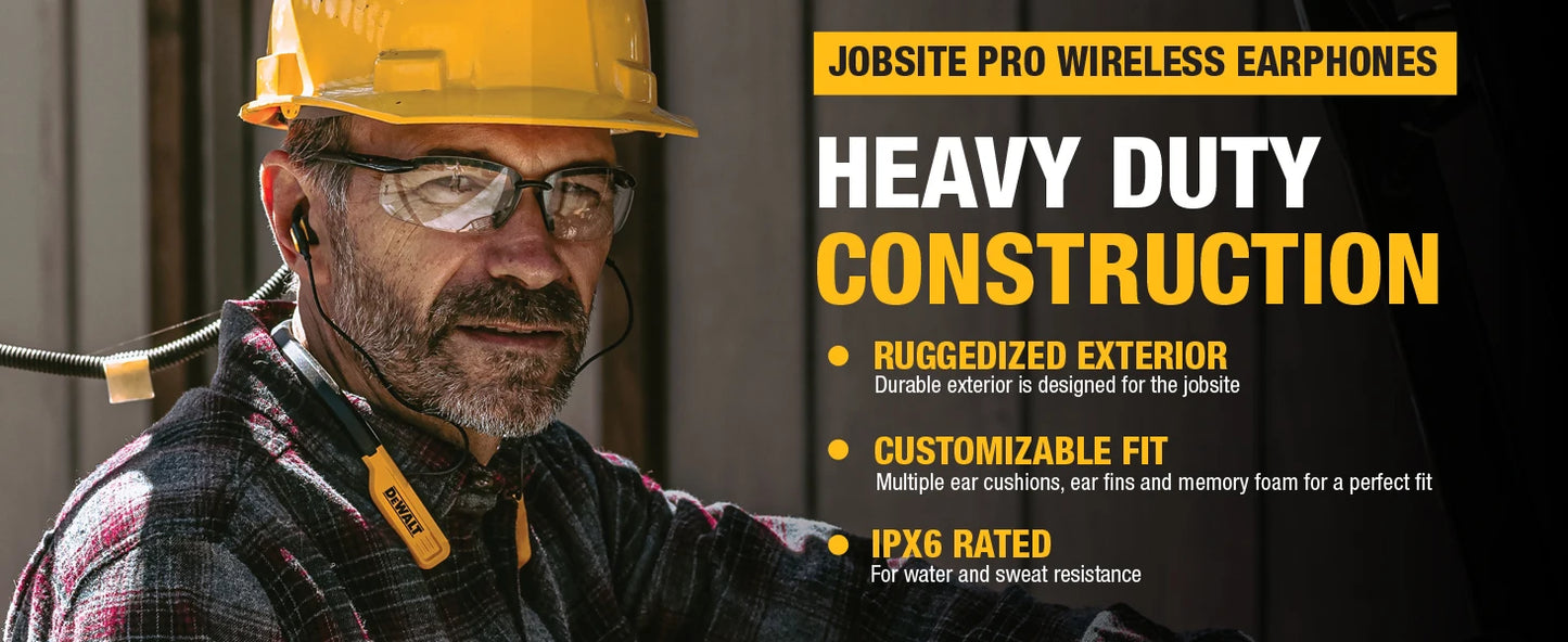 DEWALT Wireless Bluetooth Headphones Neckband Earphones with 15H Playtime
