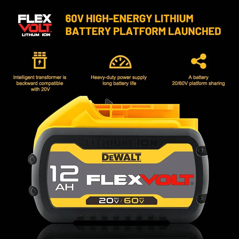 DeWalt original 12Ah 18V/20V-60V Flex Volt battery - 1Pk, 2Pk, 3Pk, 4Pk and Charger options