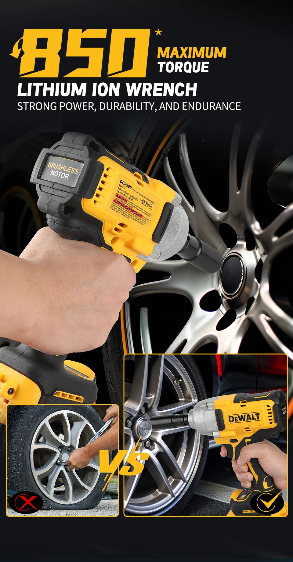 DEWALT DCF900 Impact Wrench 1/2" Inch High Torque With Hog Ring Anvil