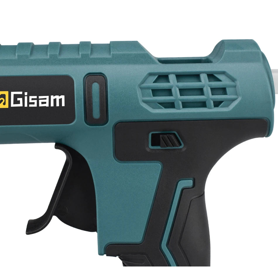 Makita compatible 18V Gisam Electric Hot Glue Gun with 2x batteries Cordless Heat Gun Battery Hot Silicone Gun DIY Hand Tool for Makita 18V Battery with 10 Hot Melt Adhesive