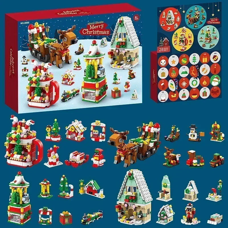 Christmas Advent Calendar JV Box DIY Christmas Tree Train Jesus set Kids 24Days Countdown Calendar New Year Party Christmas Gifts