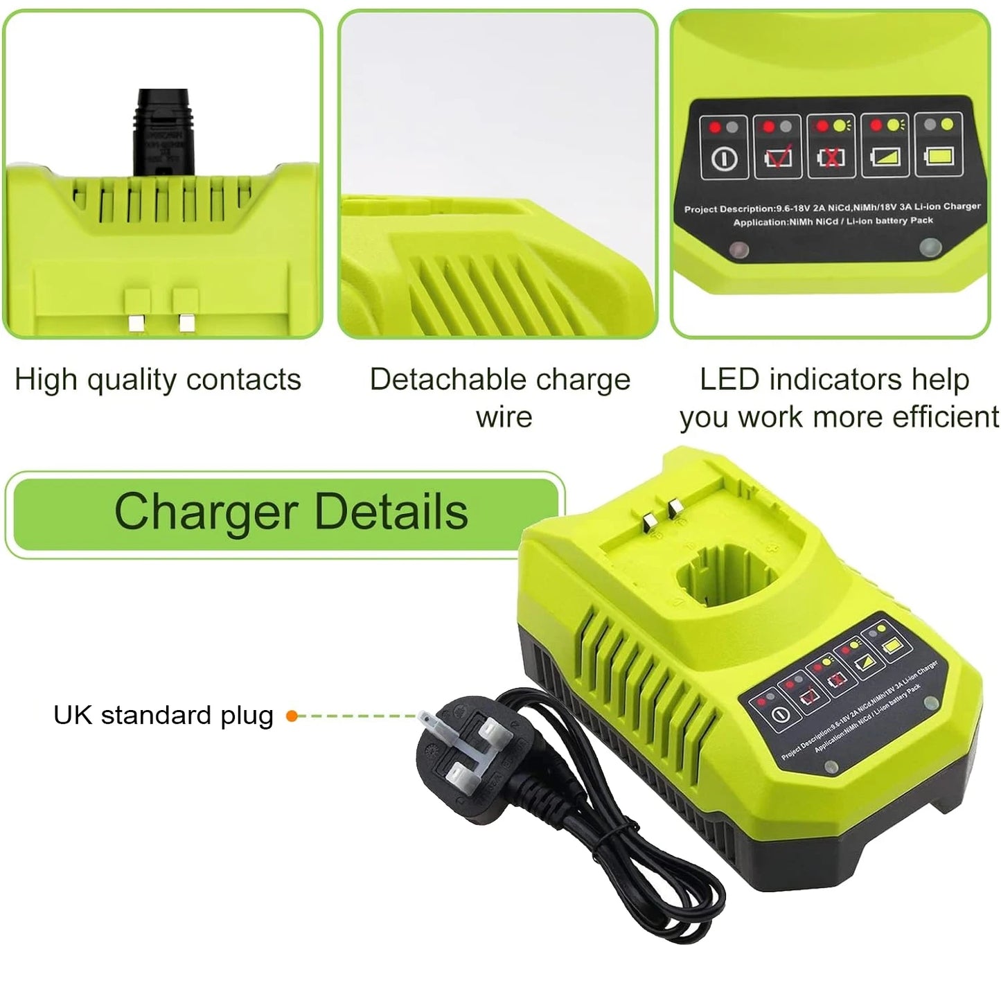 Single and Dual port battery Charger for Ryobi 18V One Battery- AU Plug