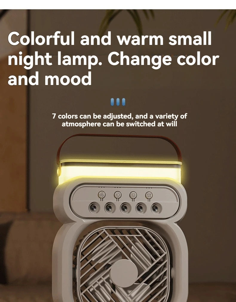 Misting Fan 3 In 1 Fan AIr Conditioner Household Small Air Cooler LED Night Light Portable Humidifier Air Adjustment Fan Office Home Fan