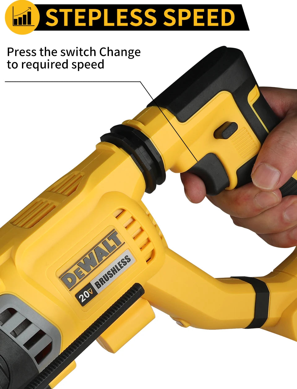 DEWALT DCH263 18V - 20V Max Brushless Wireless Hammer SDS Handle in D Rotary Electric Hammer Concrete Wall Drill Hole Power Tools