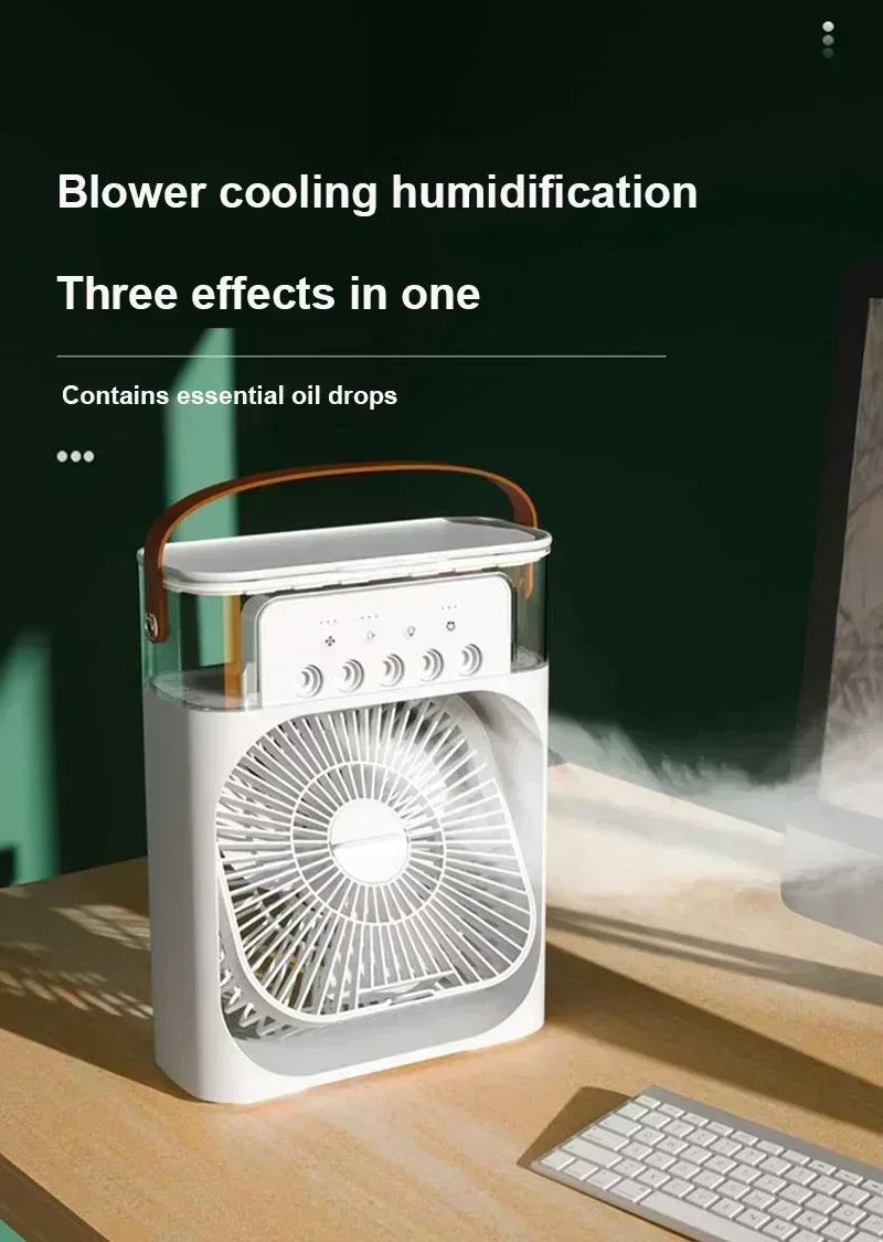Fan 2025 Portable Humidifier Fan Air Conditioners USB Electric Fan LED Night Light Water Mist Fun 3 In 1 Air Cooler Humidifie For