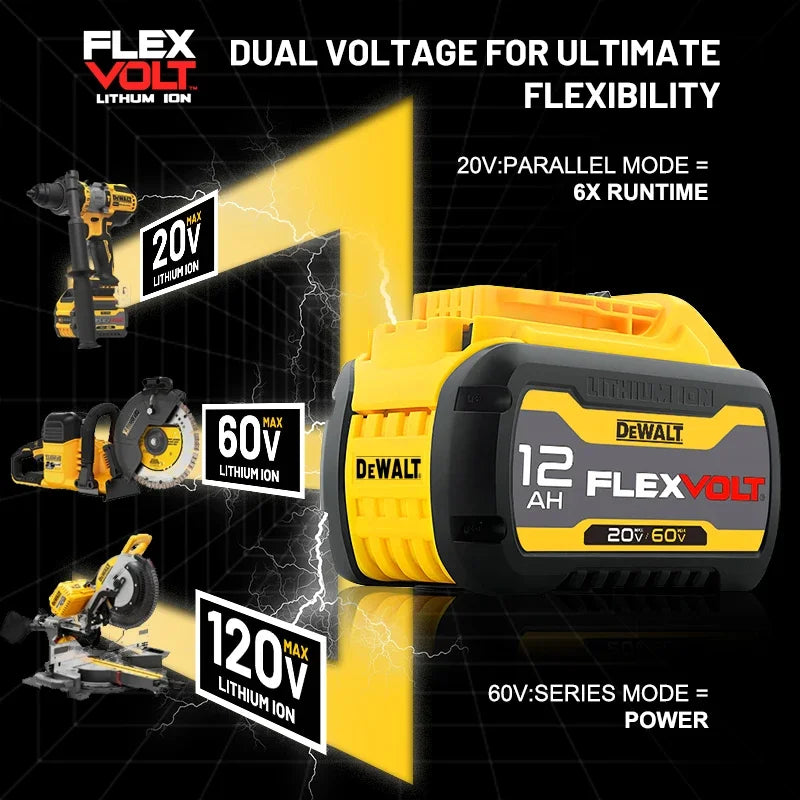DeWalt original 12Ah 18V/20V-60V Flex Volt battery - 1Pk, 2Pk, 3Pk, 4Pk and Charger options