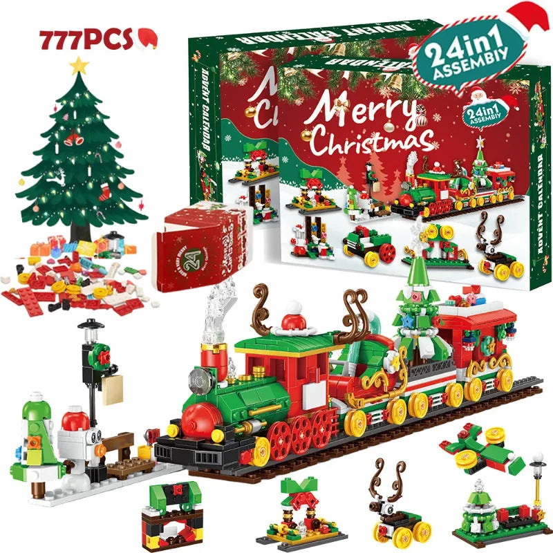 Christmas Advent Calendar JV Box DIY Christmas Tree Train Jesus set Kids 24Days Countdown Calendar New Year Party Christmas Gifts