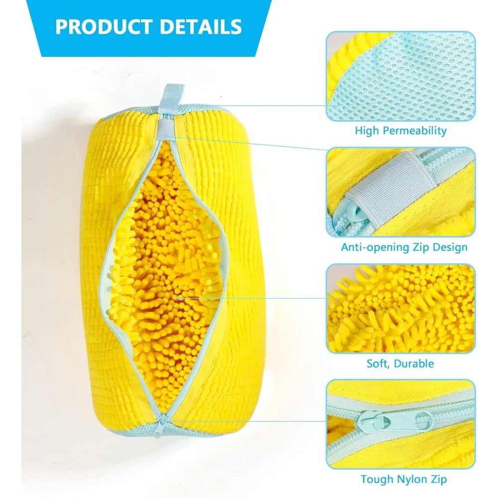 Washing Machine Bag for All Shoe Types-Yellow with Blue Zipper, Ideal for Sneakers and Casual Shoes,Laundry Wash Bag