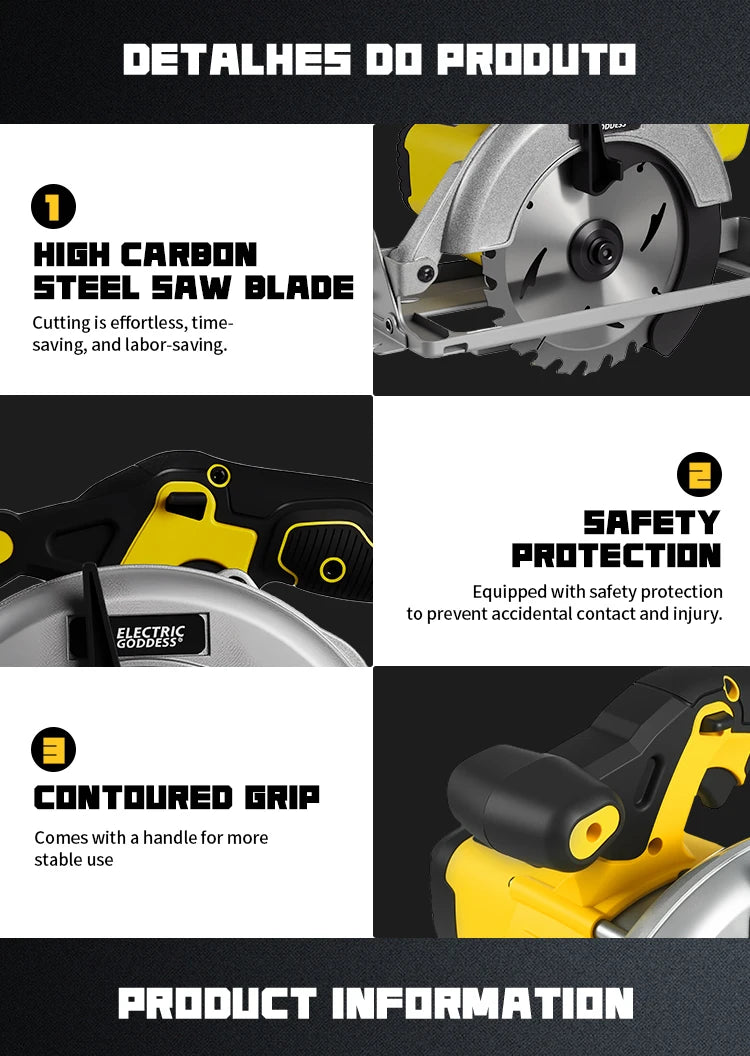 DeWalt compatible 6.5 Inch Mini Electric Circular Saw Right-Hand Saw Wood Cutter Portable Woodworking Chainsaw for Dewalt 20v Battery Pin