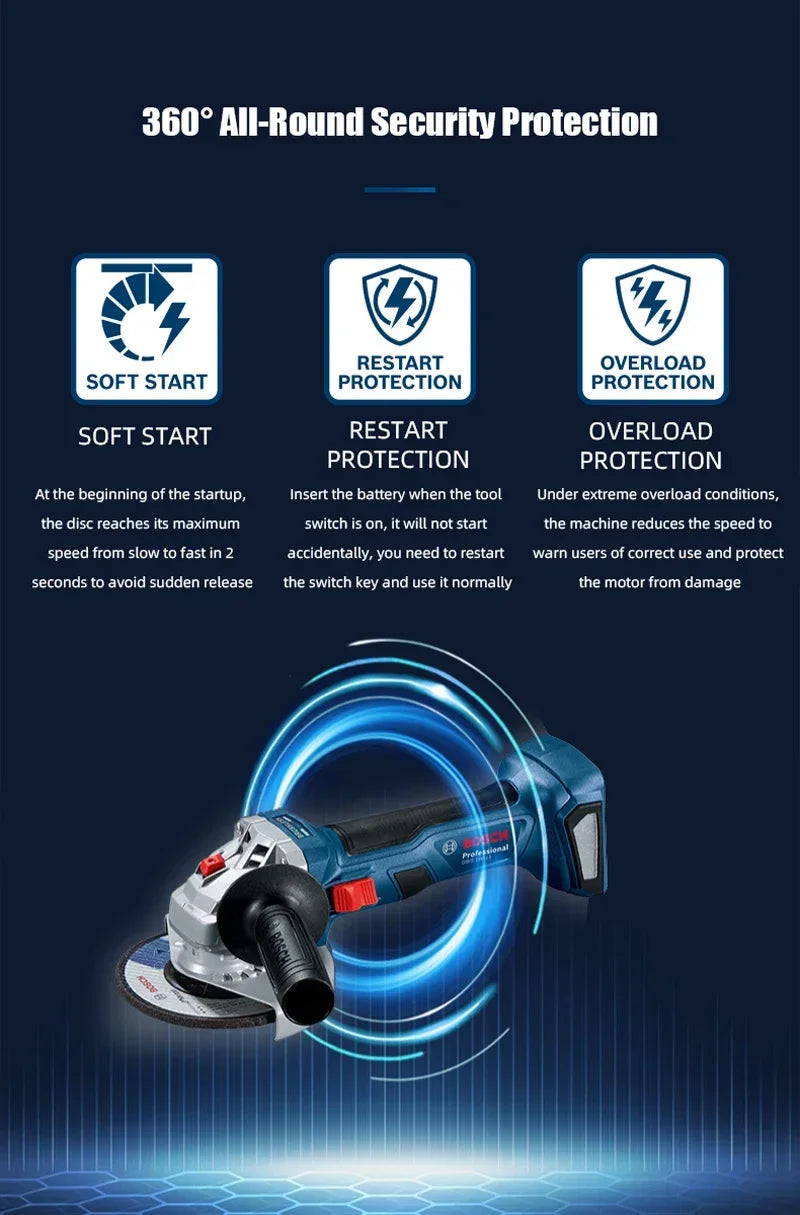 BOSCH GWS 180-LI 18V Grinding Cordless Angle Grinder Brushless Motor 100MM Rechargeable Portable Cutting Machine Polisher GWS180