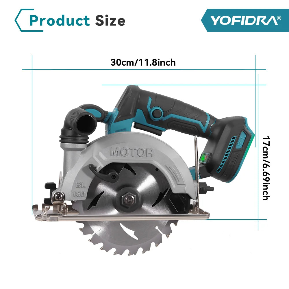 Makita Compatible 18V 6 Inch Brushless Circular Saw 45° Adjustable Digital Display Cutting Power Tool For Makita 18V Battery Pin