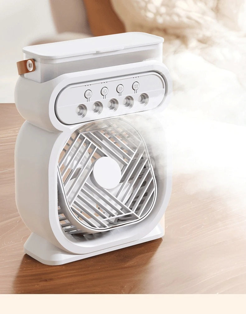 Misting Fan 3 In 1 Fan AIr Conditioner Household Small Air Cooler LED Night Light Portable Humidifier Air Adjustment Fan Office Home Fan
