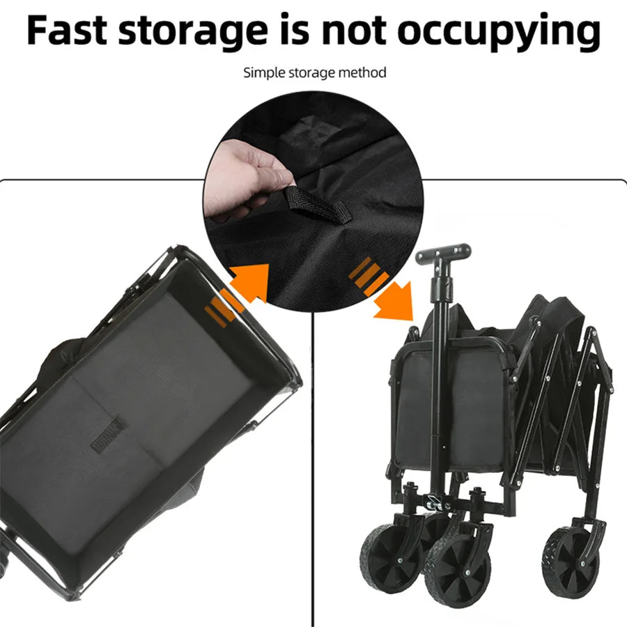 Trolley beach wagon JV Heavy Duty Large Capacity Folding Wagon Outdoor Portable Utility Cart Collapsible Pull Trolley for Shopping Beach Garden