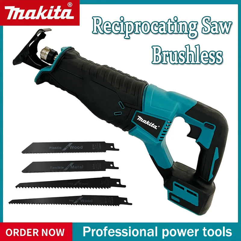 Makita 18V Brushless Reciprocating Saw Reciprocating Saw Portable Cordless Power Tools With 4pcs Saw Blades For 20V 18V Battery