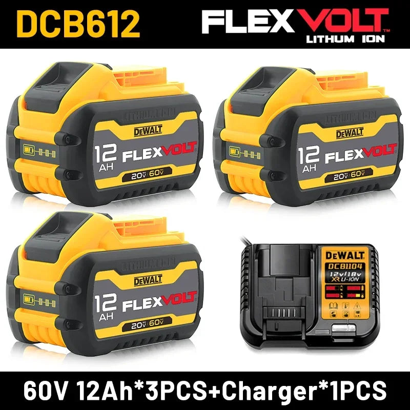 DeWalt original 12Ah 18V/20V-60V Flex Volt battery - 1Pk, 2Pk, 3Pk, 4Pk and Charger options