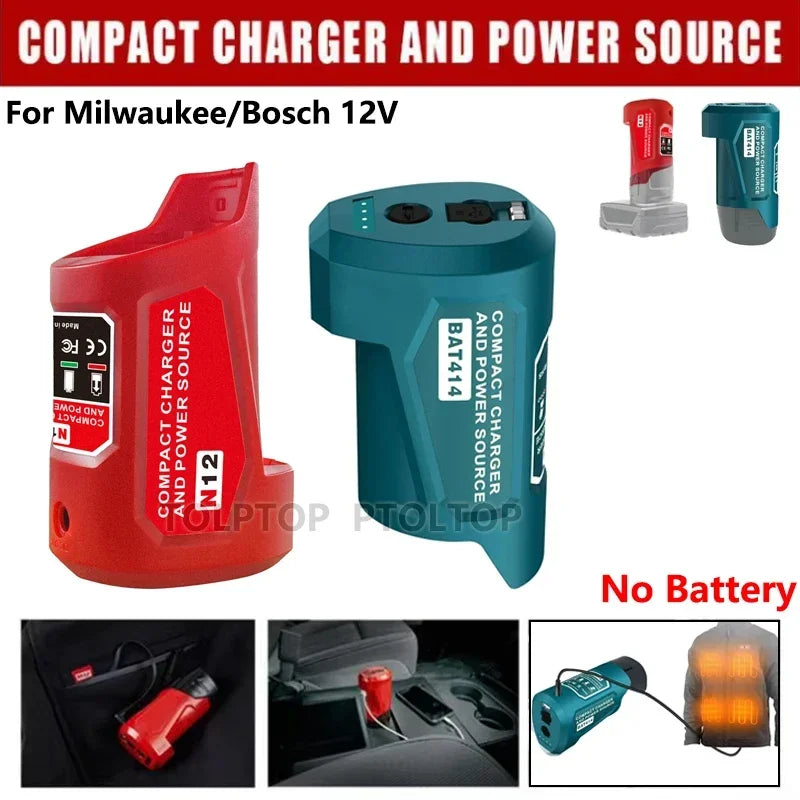 Makita Milwaukee Bosch 12V Charger Converter USB Power Adapter Phone Charger Adapter For Milwaukee For Makita For Bosch 12V Battery 12V DC Output Port