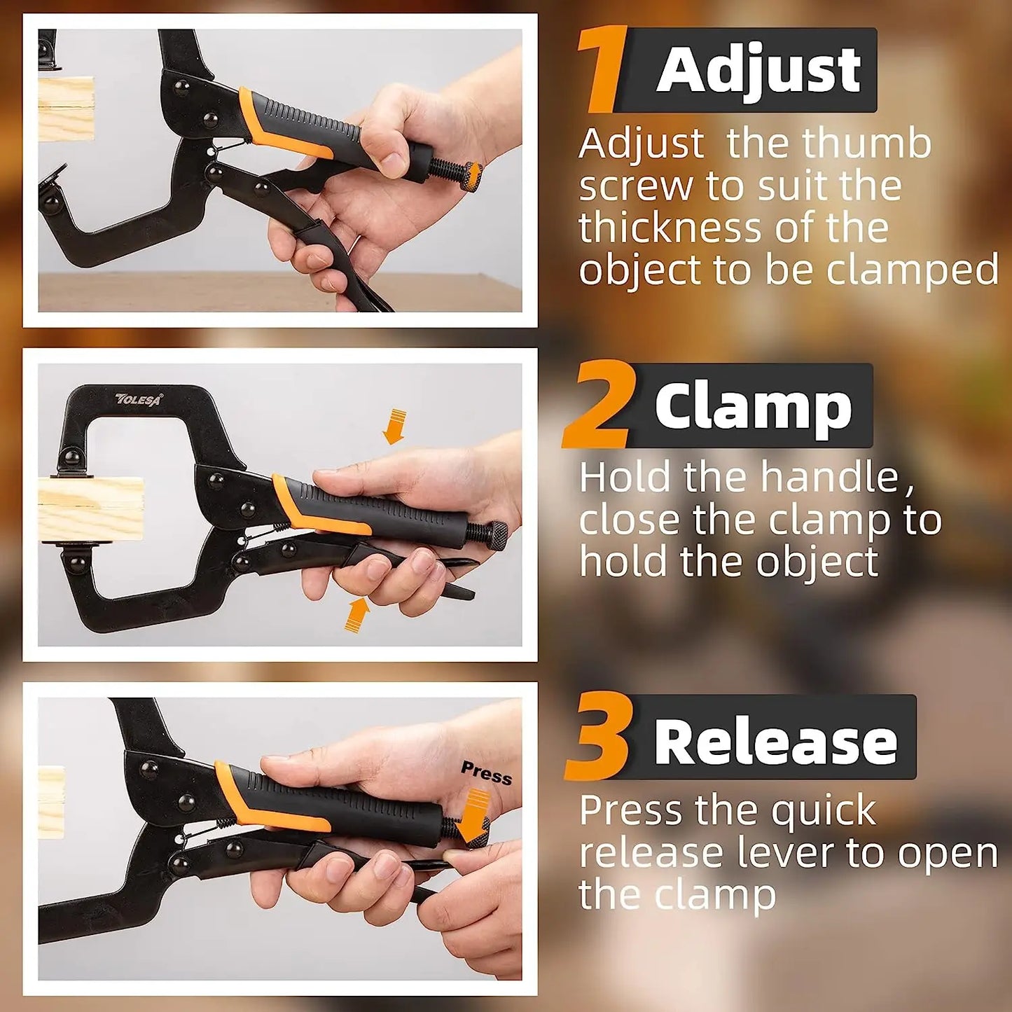 Tolesa AET1FC0601 Jig Face Clamp 3PK ā Flush Holding, Firm Grip