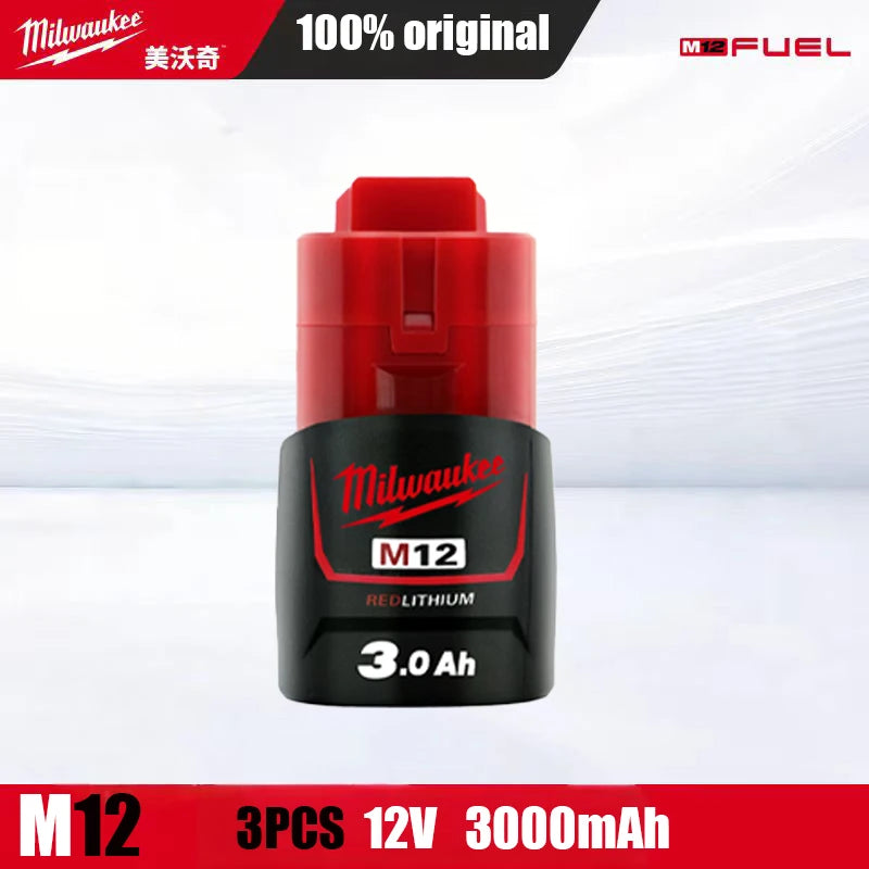 Milwaukee Original m12 battery 12V 3AH - 1Pk, 2Pk, 3Pk, 4Pk and charger options