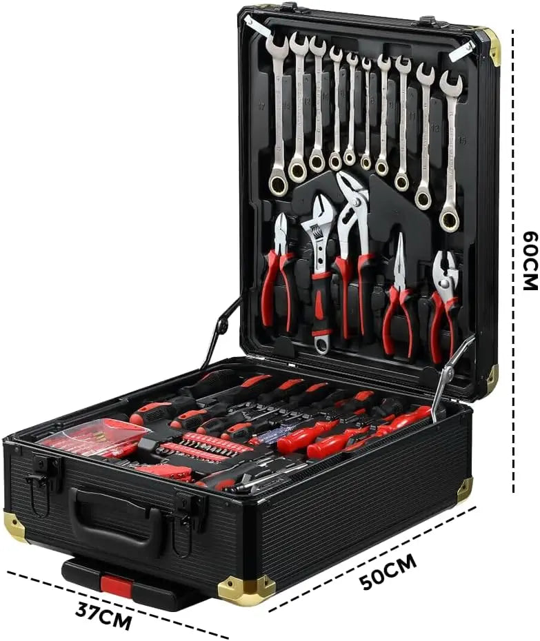 DIY TOOL KIT Household Repair Tool Set - Portable Hand Toolbox Trolly Case on Wheels, Professional Mechanics Kit With Multi-Functional Wr