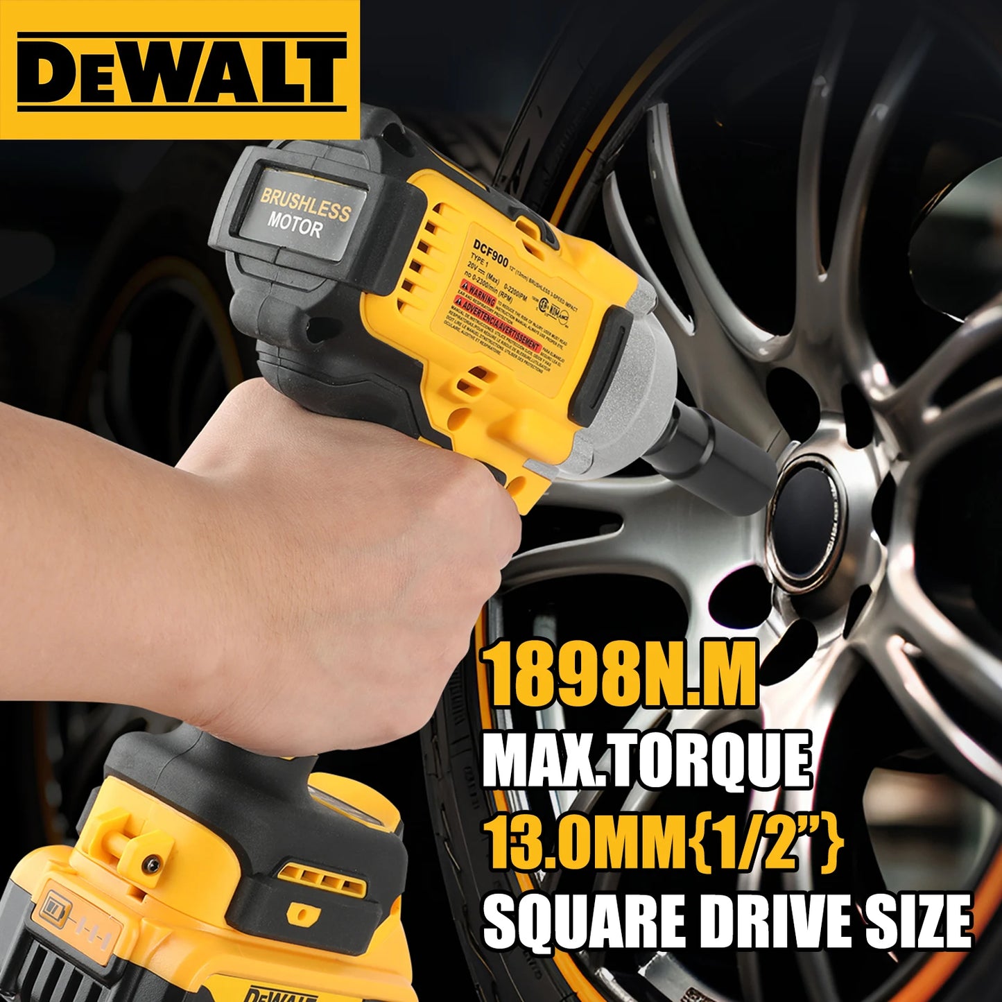 DEWALT DCF900 Impact Wrench 1/2" Inch High Torque With Hog Ring Anvil