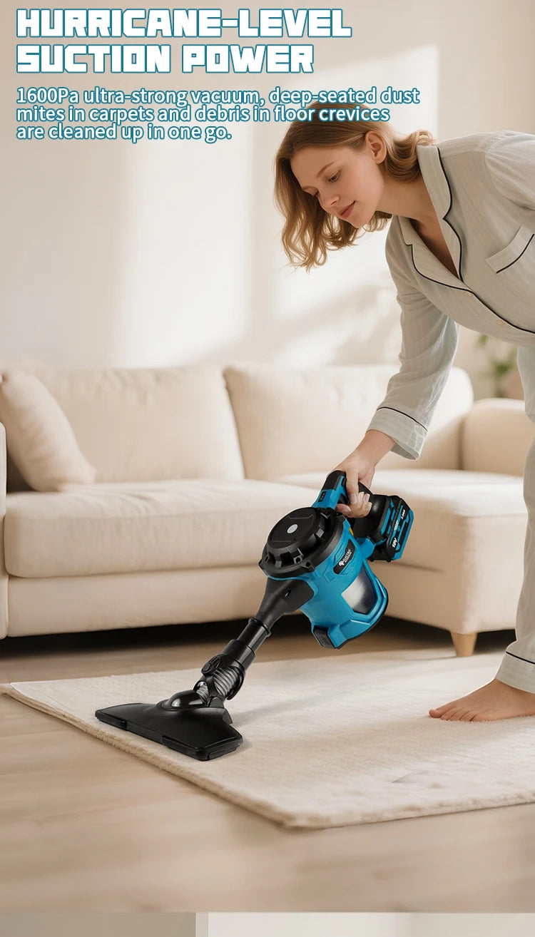 Makita Compatible 16000pa Cordless Electric Vacuum Cleaner Handheld Rechargeable Dry/Wet Dust Carpet Collector Machine for Makita 18v Battery Pin