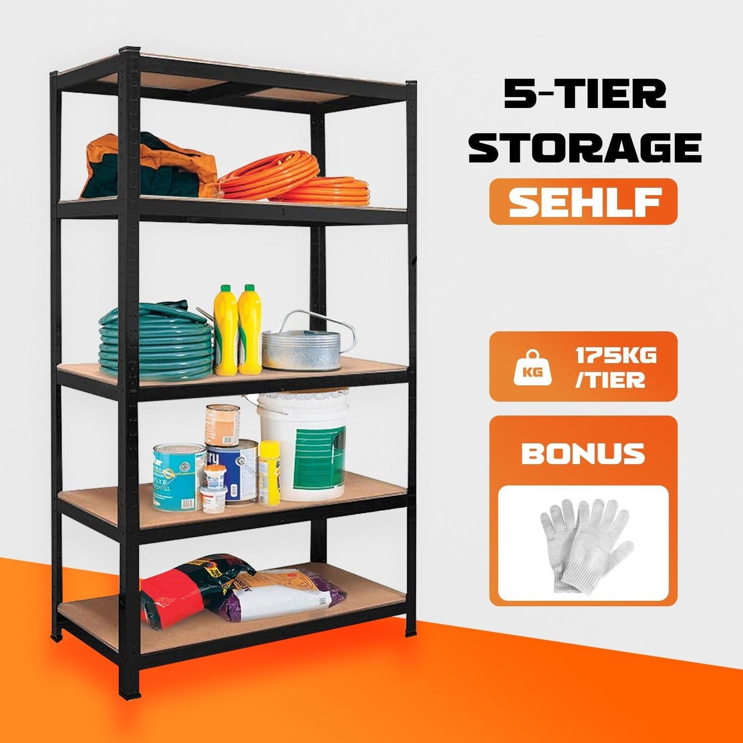 Garage Shelving - Heavy Duty Warehouse Shelving 75x30x152cm Steel Storage Rack