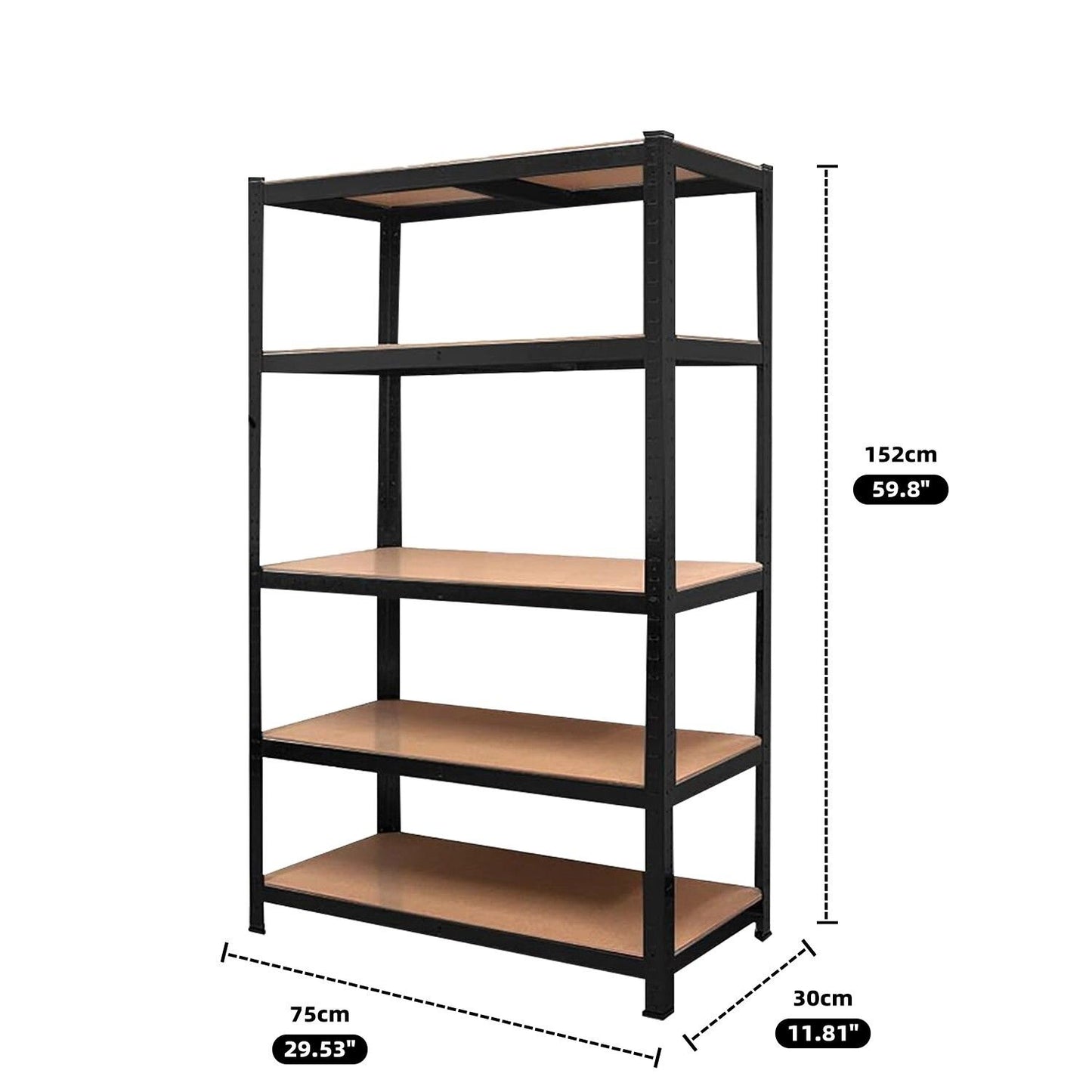 Garage Shelving - Heavy Duty Warehouse Shelving 75x30x152cm Steel Storage Rack