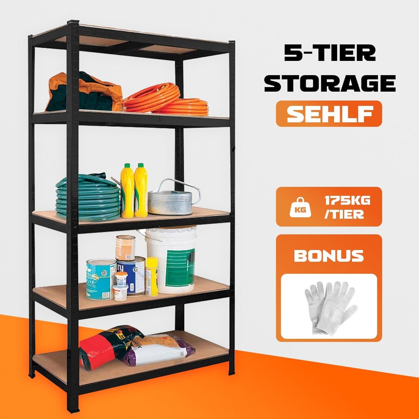 Garage shelving - Heavy Duty Warehouse Shelving 75x30x170cm Steel