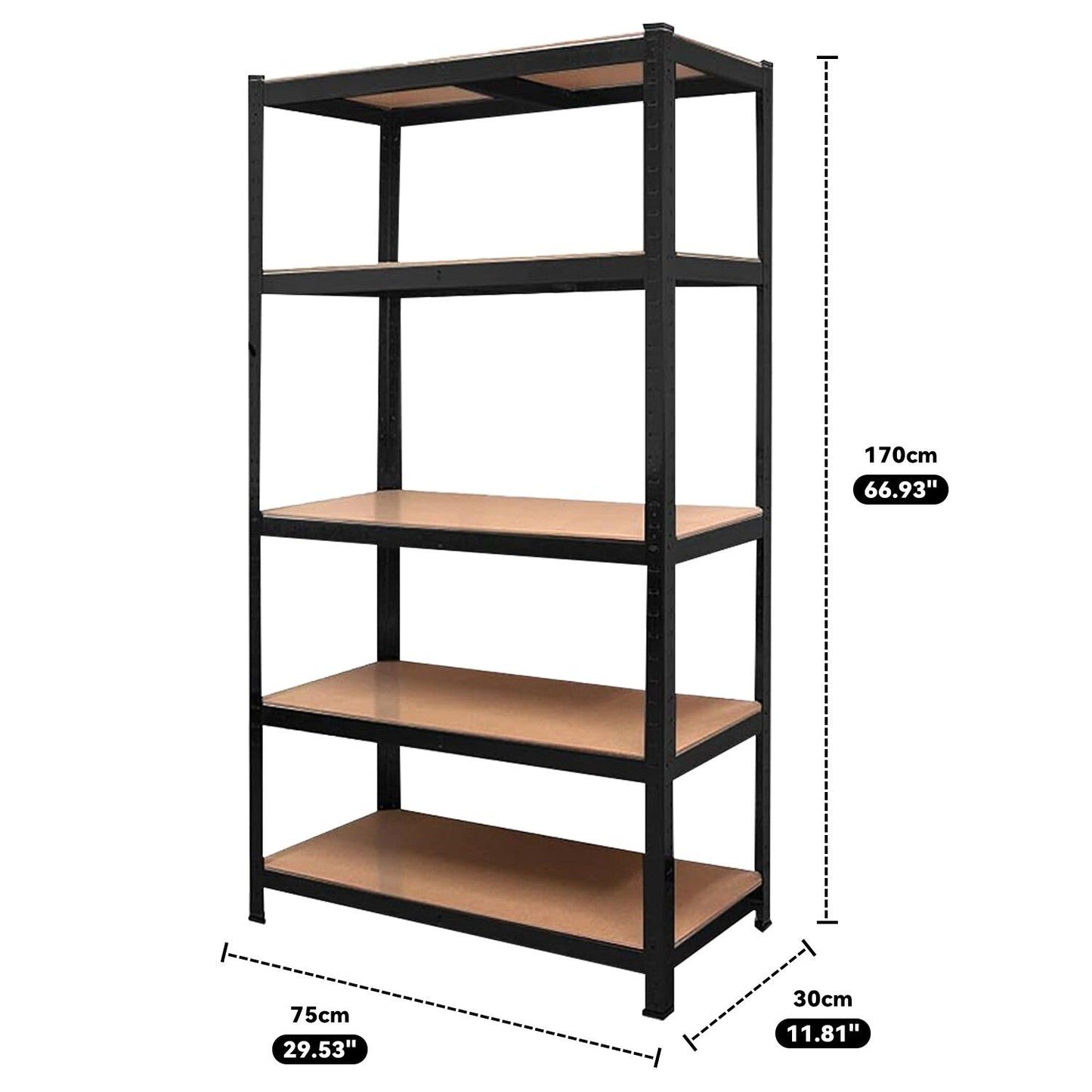 Garage shelving - Heavy Duty Warehouse Shelving 75x30x170cm Steel