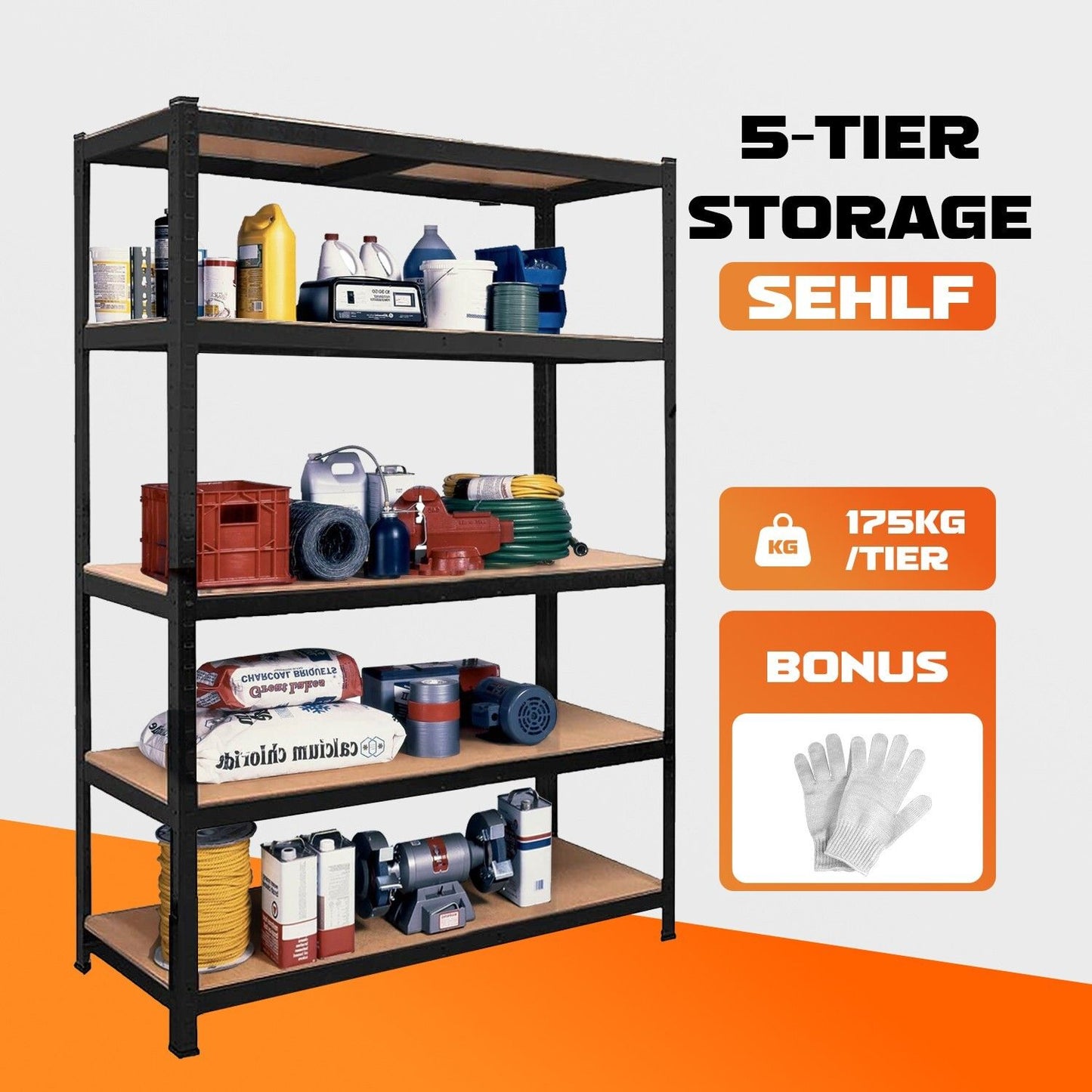 Garage shelving Heavy Duty Steel Warehouse Shelving Rack Storage 180cm