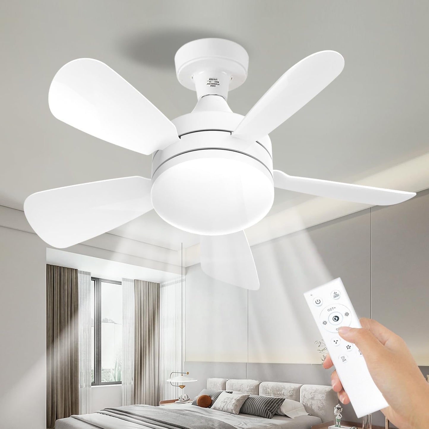 Ceiling Fan 16.5" with LED Light 3-Speed Remote Control