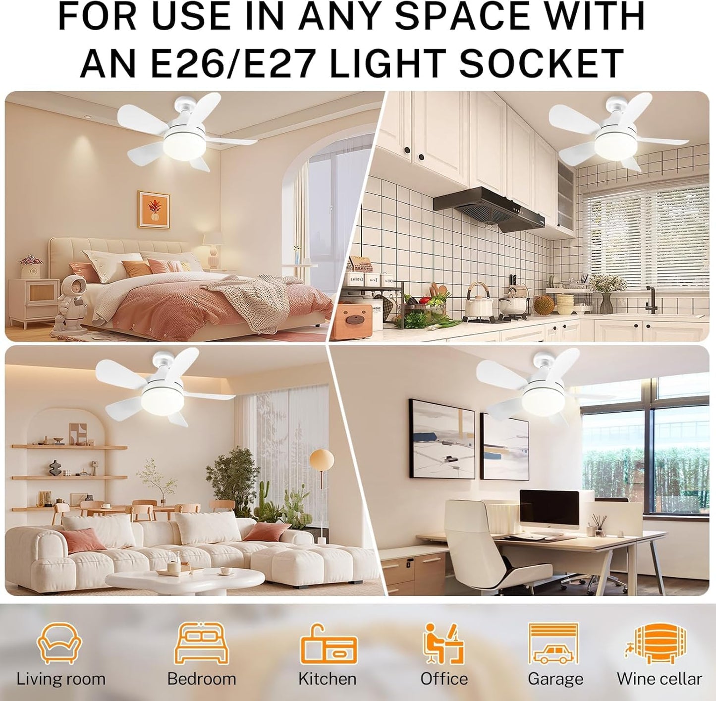 Ceiling Fan 16.5" with LED Light 3-Speed Remote Control