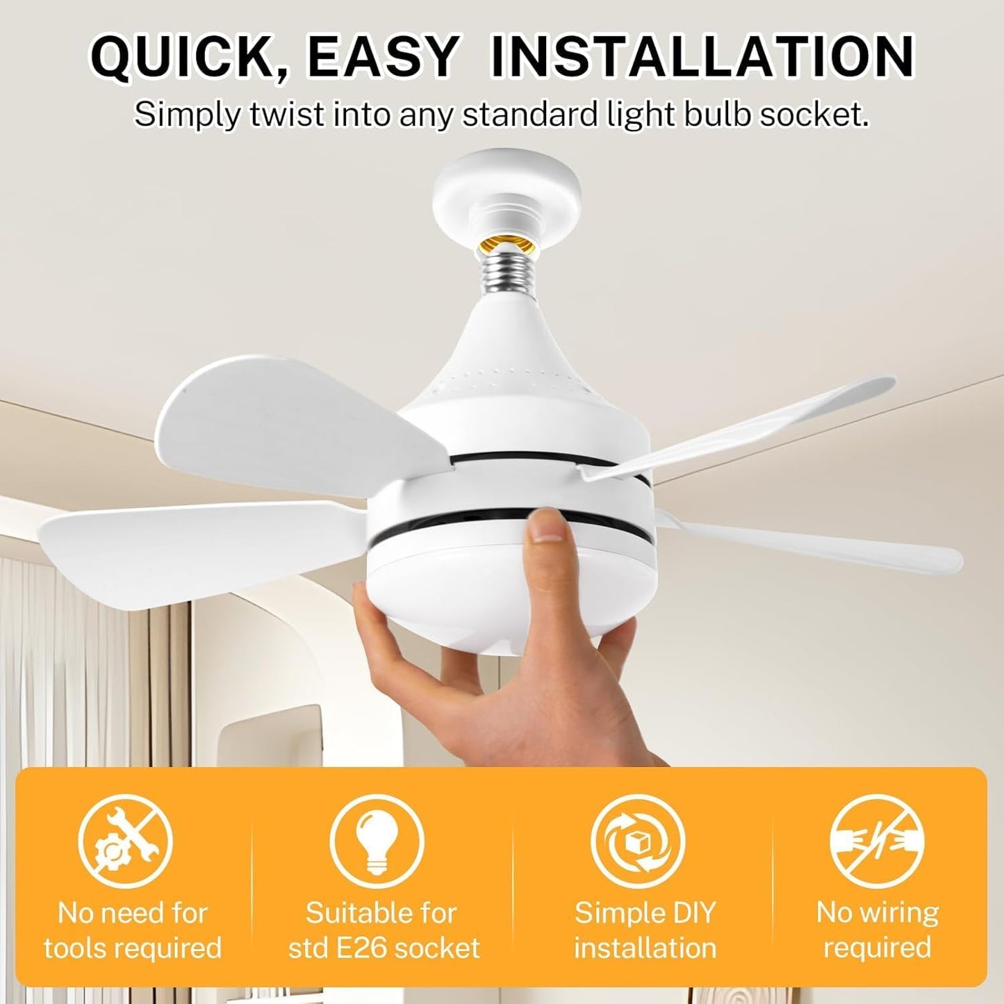 Ceiling Fan 16.5" with LED Light 3-Speed Remote Control