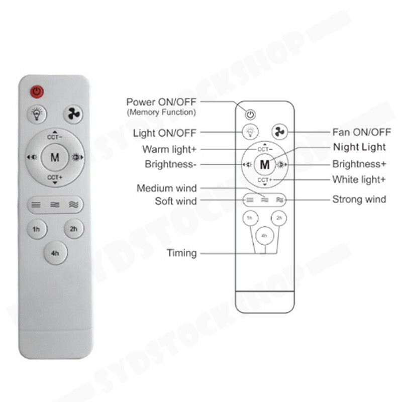Ceiling Fan 16.5" with LED Light 3-Speed Remote Control
