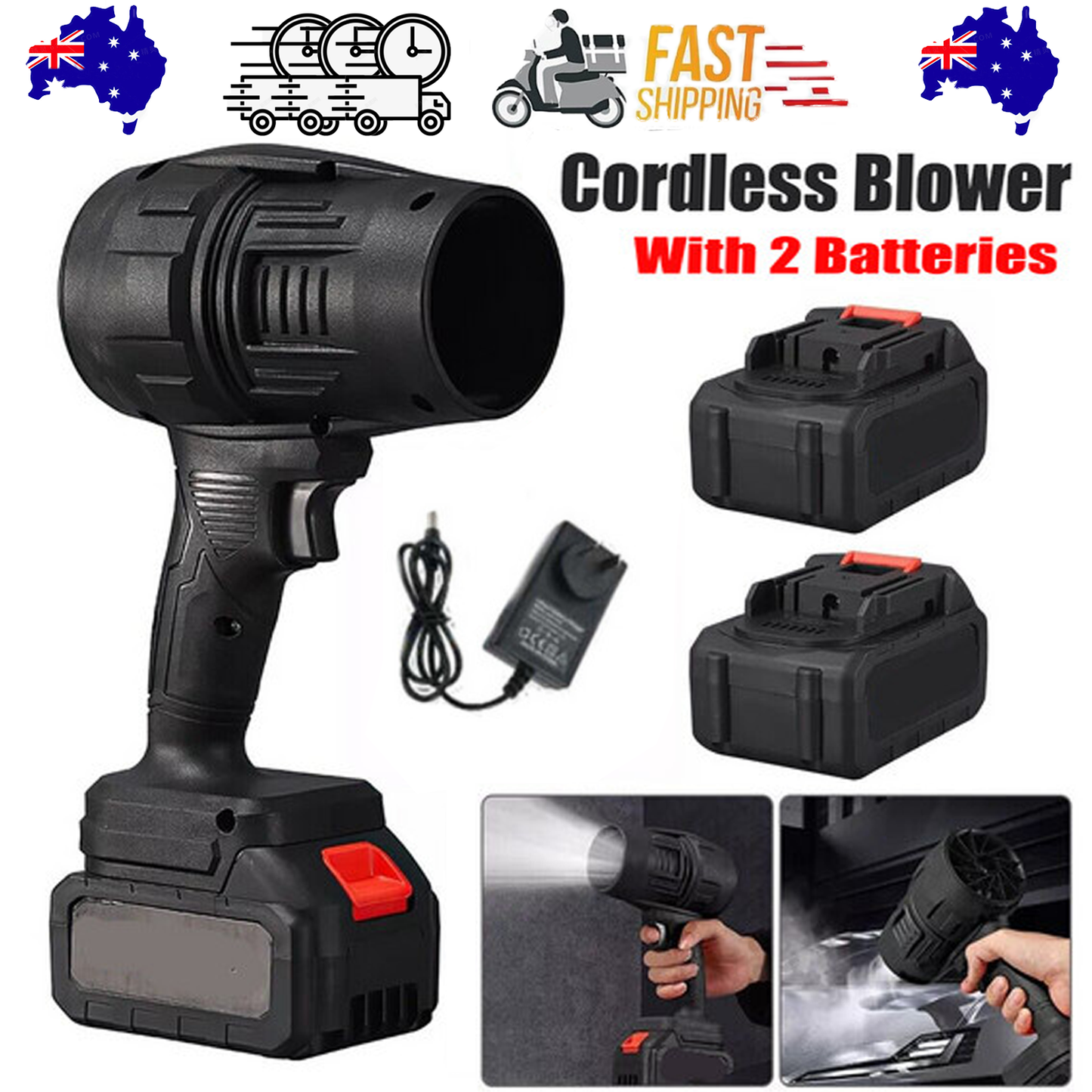 Makita Compatible Turbo jet blower Cordless Blower Portable Handheld Electric Brushless Turbo Jet Fan w/2 Batteries