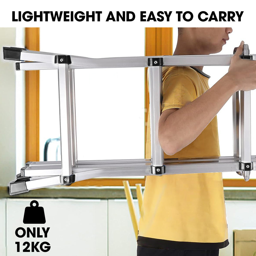Bullet 4m Folding Aluminium Multipurpose Ladder, w/ Workshelf Platform, Spring Assisted Rapid Safety Lock Adjusters.